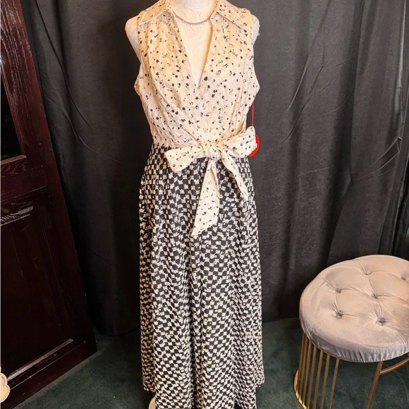 Eva Franco Black and White Patterned Maxi Dress